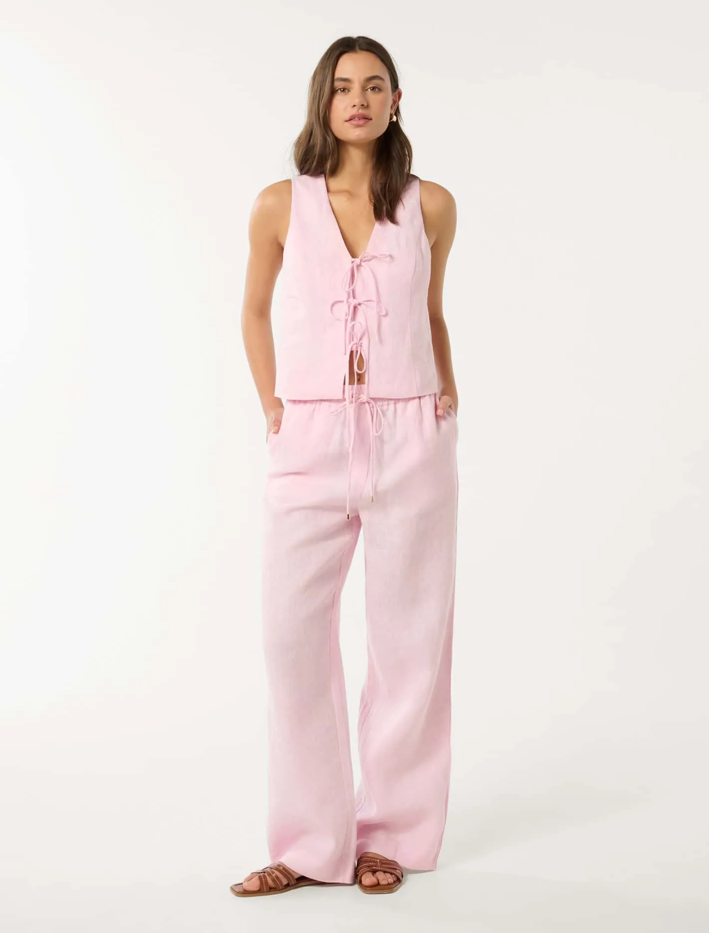 Erin Linen Drawstring Straight Leg Pants