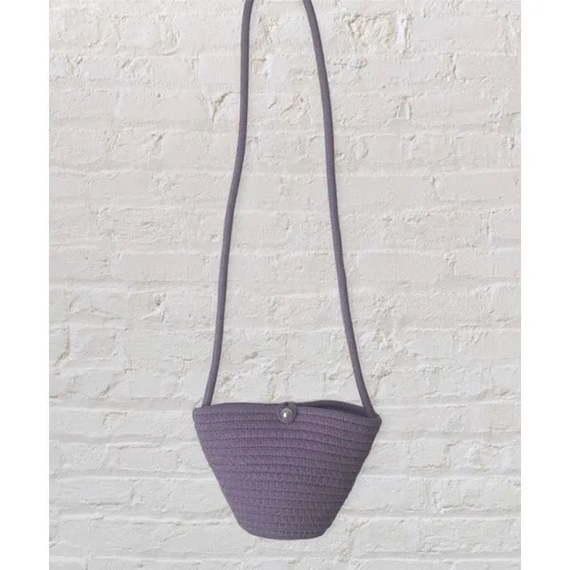 Florence Mini Woven Crossbody Handbag-Purple