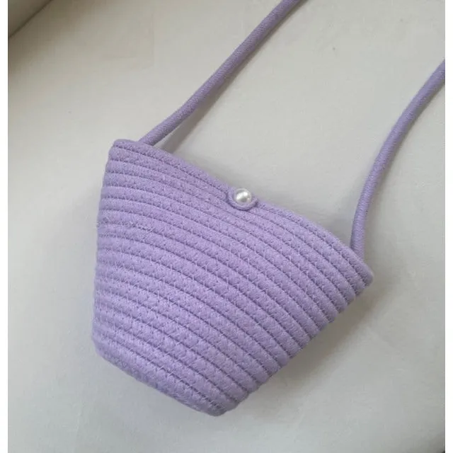 Florence Mini Woven Crossbody Handbag-Purple