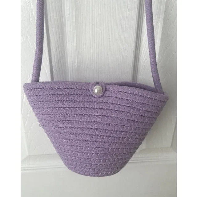 Florence Mini Woven Crossbody Handbag-Purple