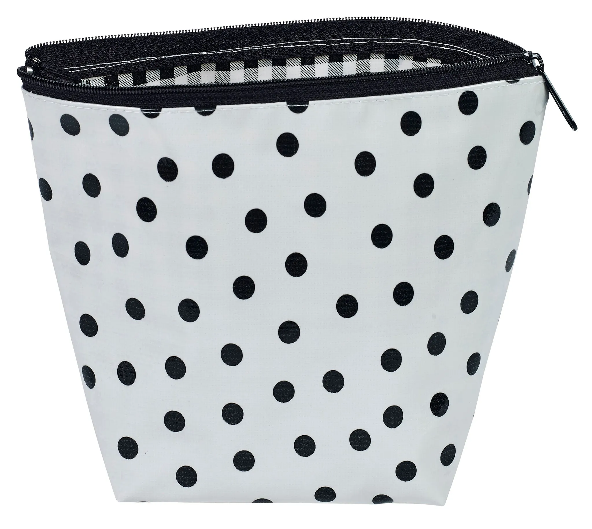 Freckled Sage Oilcloth Cosmetic Bag Dot Black