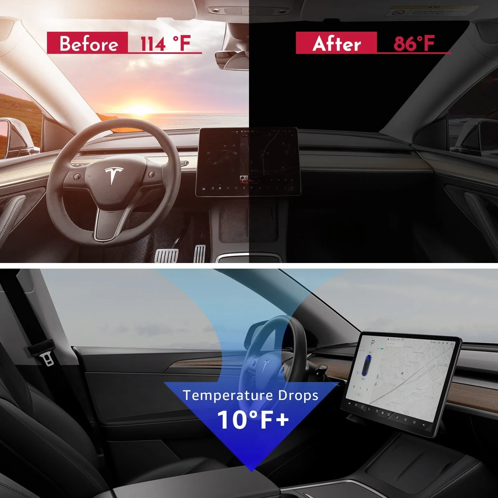 Front Windshield Sunshade for Tesla Model 3 / Model Y