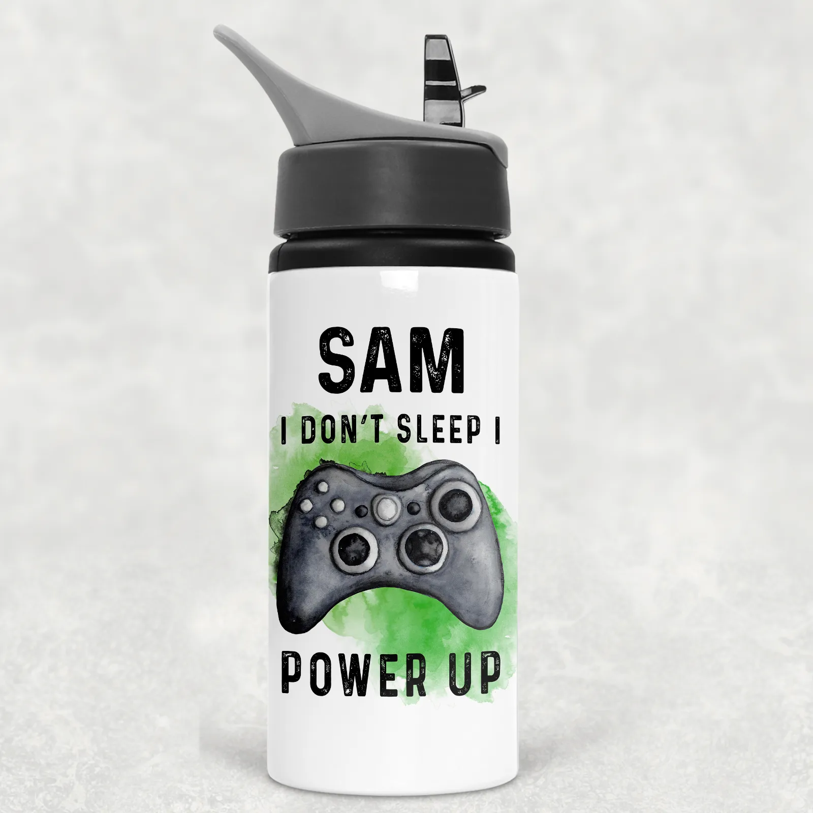 Gamer Personalised Aluminium Straw Water Bottle I Don't Sleep I Power Up 650ml