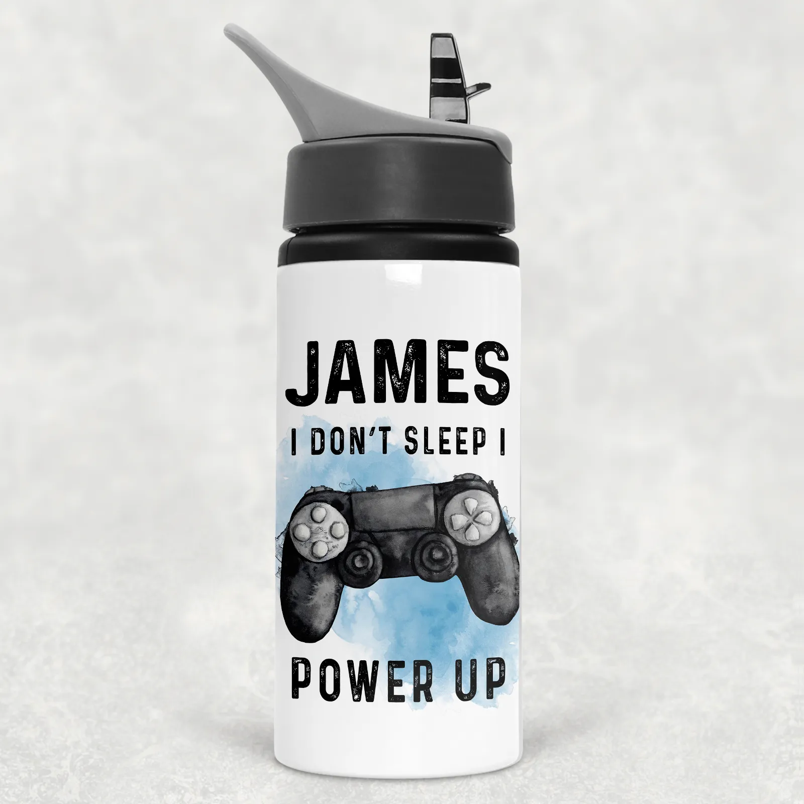 Gamer Personalised Aluminium Straw Water Bottle I Don't Sleep I Power Up 650ml