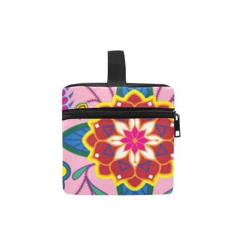 Geometric Floral Winter-Sunset Cosmetic Bag/Large