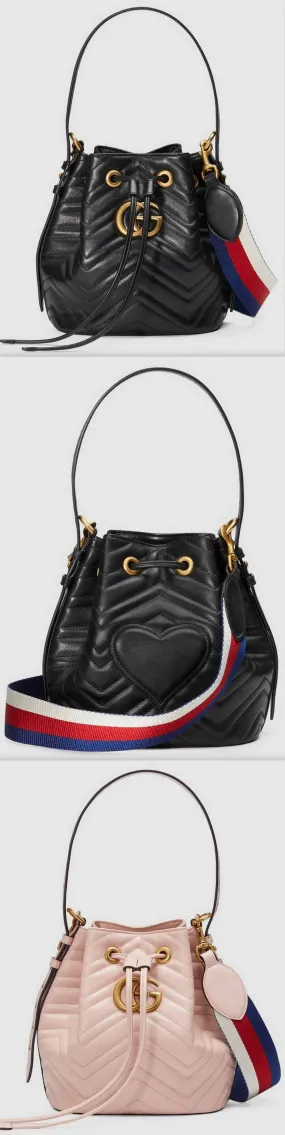 GG Marmont Quilted Leather Bucket Bag - Black or Pink