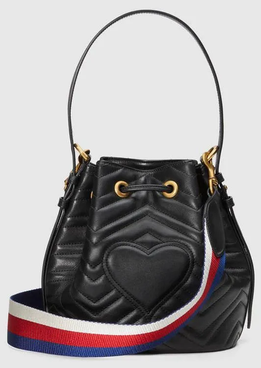 GG Marmont Quilted Leather Bucket Bag - Black or Pink