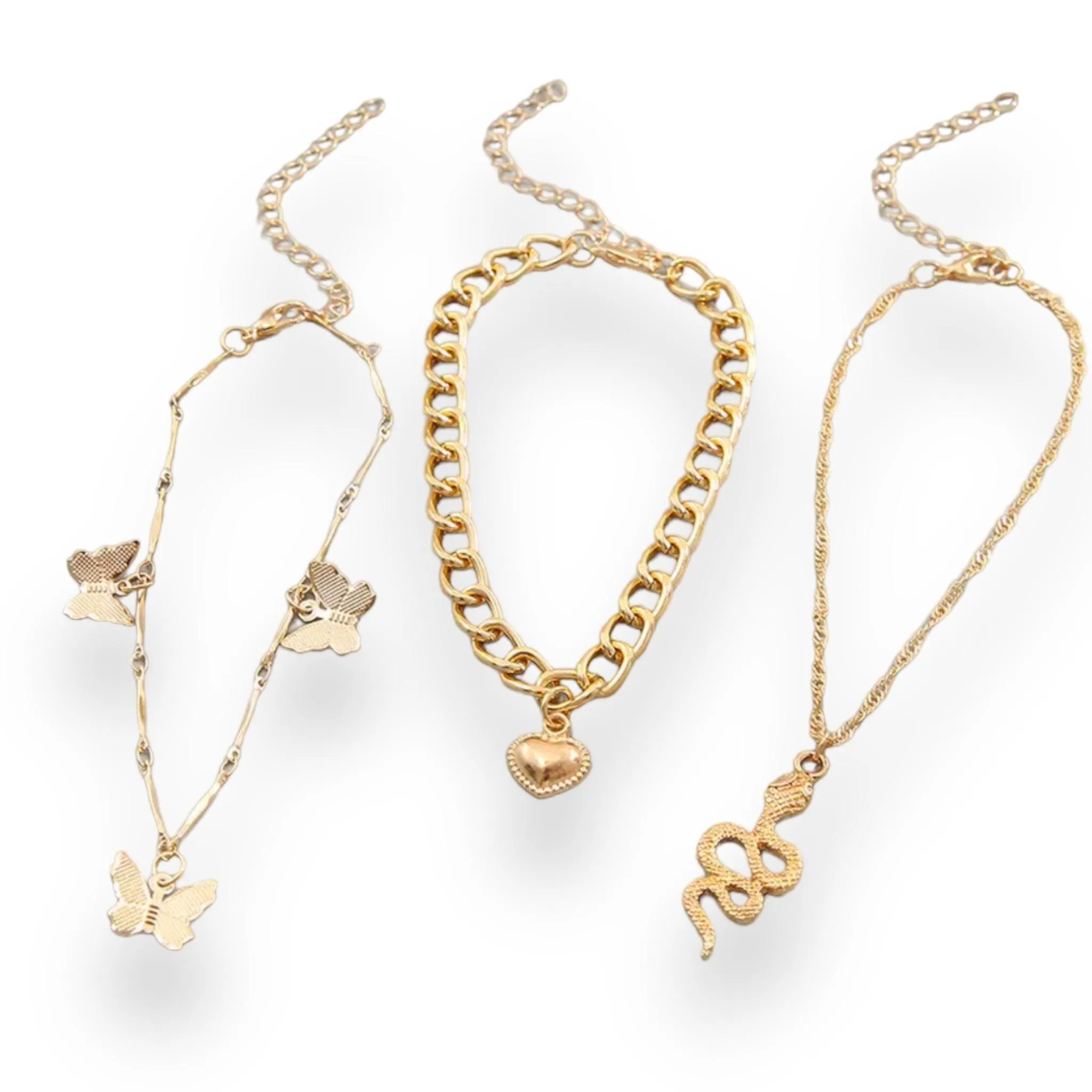 Gold Charming Stackable Anklet Set