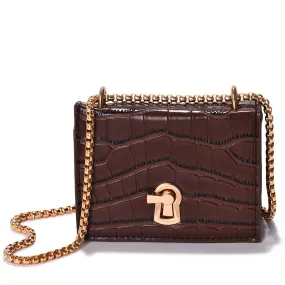 Haute Sauce Textured Twist Lock Sling Bag with Chain Strap (AZ_HSHB1018)