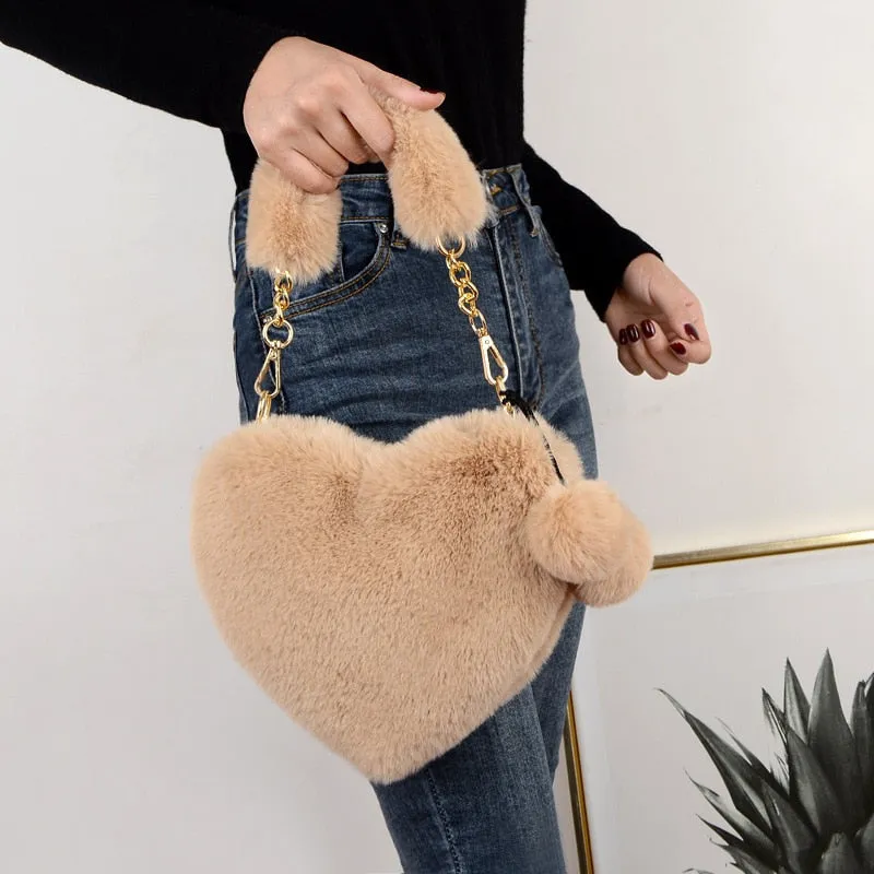 Heart Shaped Purse/Heart Shaped kate spade purse/Heart Shaped purse kate spade/GORGEOUS FAUX FUR HEART SHAPE HANDBAGS/heart shaped bag