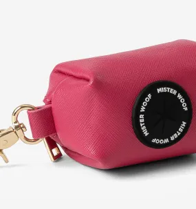 Hot Pink Leather Poop Bag Holder