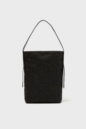 Huntington Black Raffia Bucket Bag