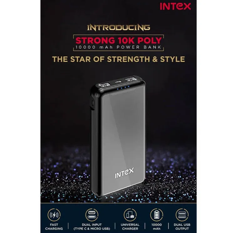 Intex Power Bank Strong 10K mAh (Black Lithium Polymer)