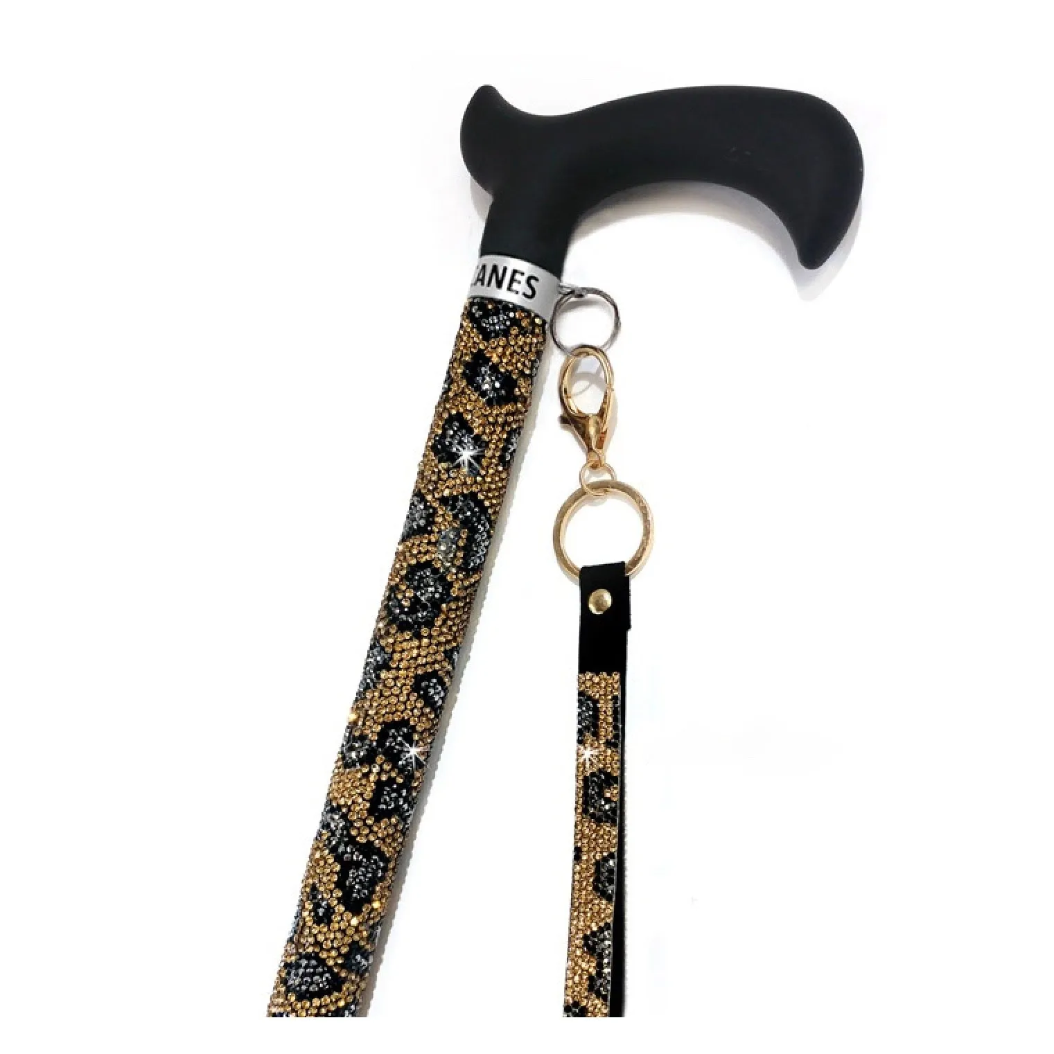 Jacqueline Kent "Sugar Cane" Gold Leopard Crystal Adjustable Medical Cane