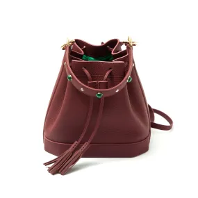 Jeweled Bucket Bag Burgundy