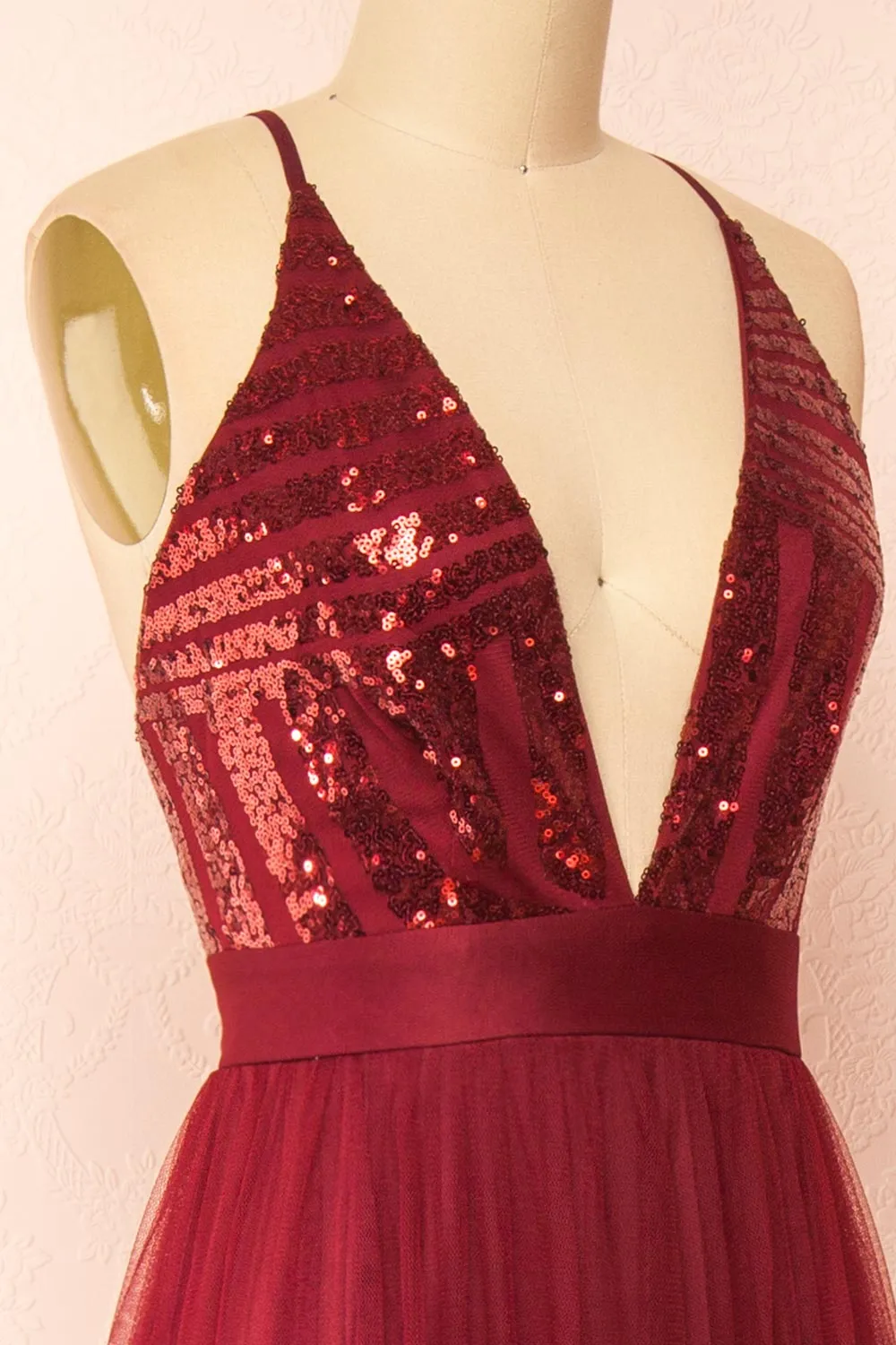 Kaia Burgundy | Sequin Gown