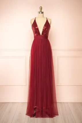 Kaia Burgundy | Sequin Gown