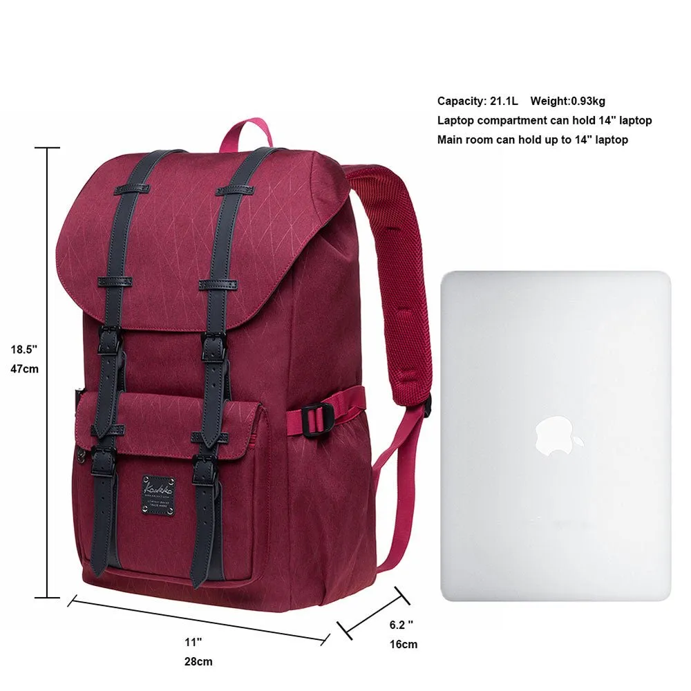 KAUKKO backpack women daypack with laptop compartment for 14 inch notebook