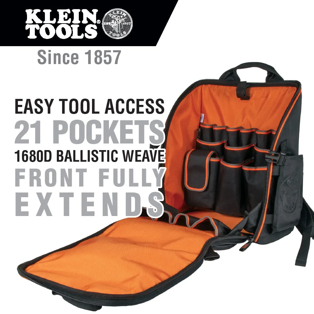 Klein 55482 Tradesman Pro™ Tool Station Tool Bag Backpack, 21 Pockets, 17.25-Inch