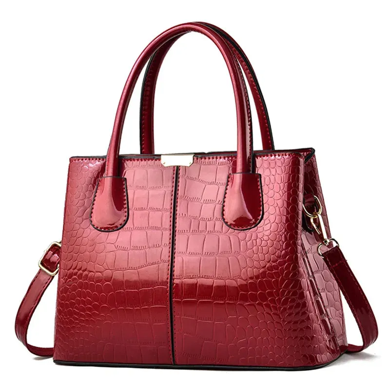 Ladies PU Leather Patent Leather Shoulder Crossbody Bag ,Women Fashion Large Capacity Tote Shape