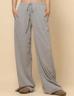 ladies Solid Color Drawstring Wide Leg Pants SKP4784