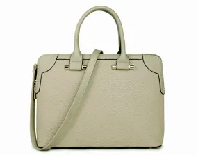 LARGE LIGHT GREY MULTI POCKET LAPTOP HANDBAG WITH LONG SHOULDER STRAP