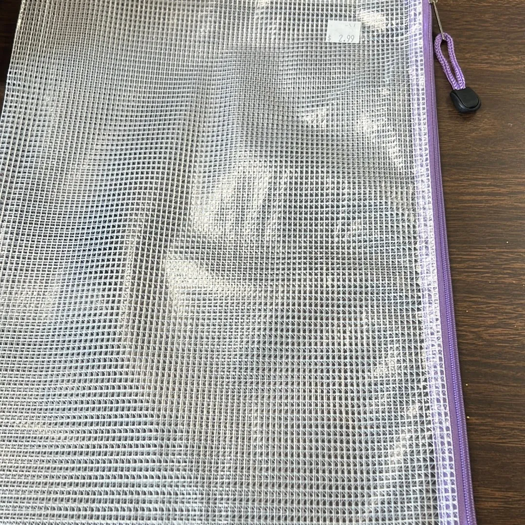 Large zipper light purple mesh bag