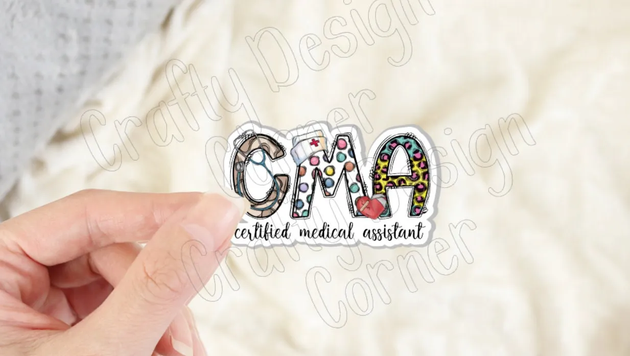 Leopard CMA Sticker, Certified Medical Assistant Sticker, Medical STICKER, Cute Medical Design Sticker,  Doctor Sticker