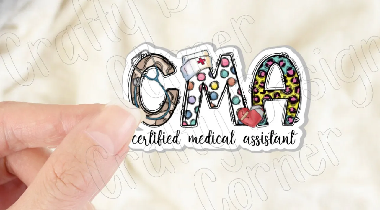 Leopard CMA Sticker, Certified Medical Assistant Sticker, Medical STICKER, Cute Medical Design Sticker,  Doctor Sticker