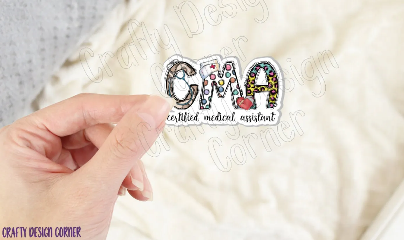 Leopard CMA Sticker, Certified Medical Assistant Sticker, Medical STICKER, Cute Medical Design Sticker,  Doctor Sticker