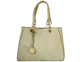 LIGHT GREY MULTI-COMPARTMENT CHAIN HANDBAG WITH STRAP