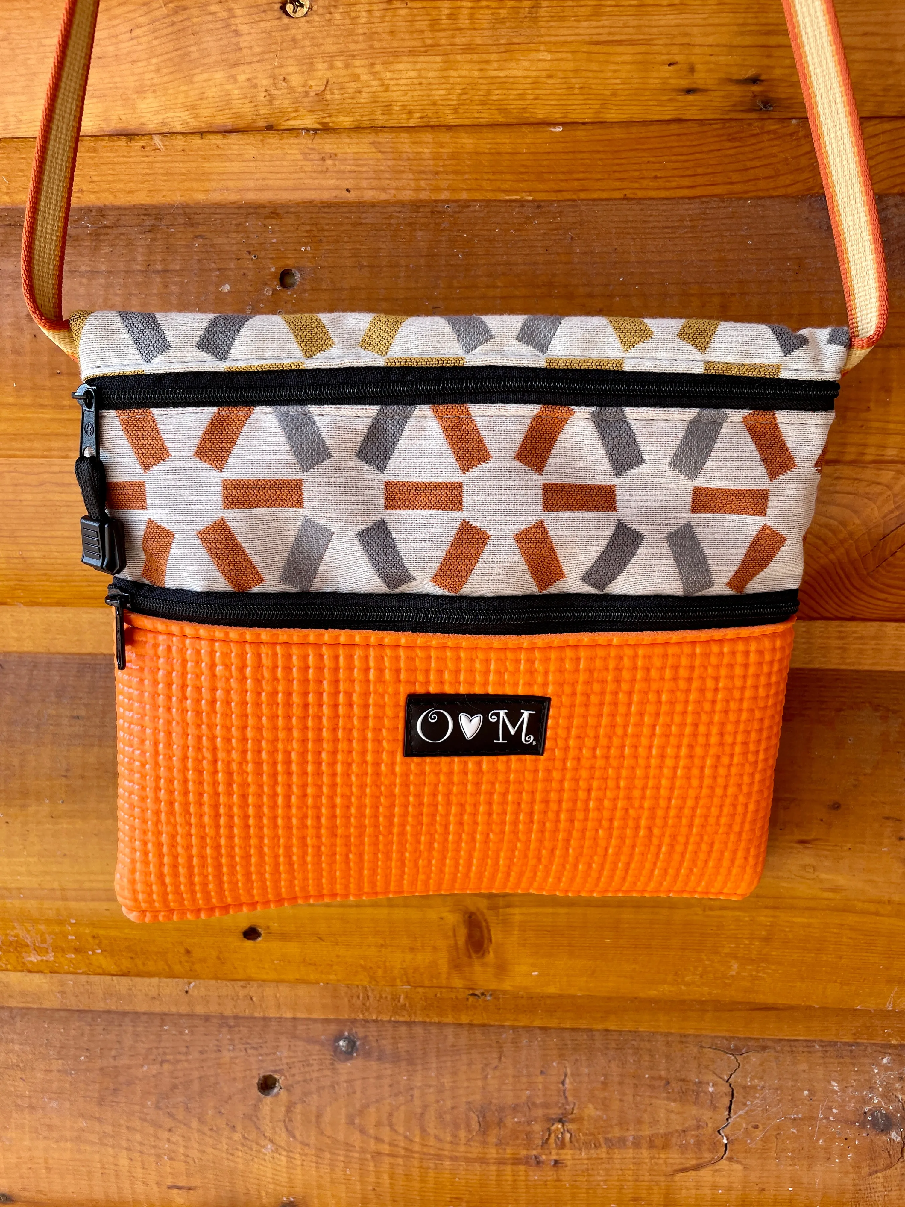 Lily Orange Crossbody bag- Geometric Print Home Dec Fabric