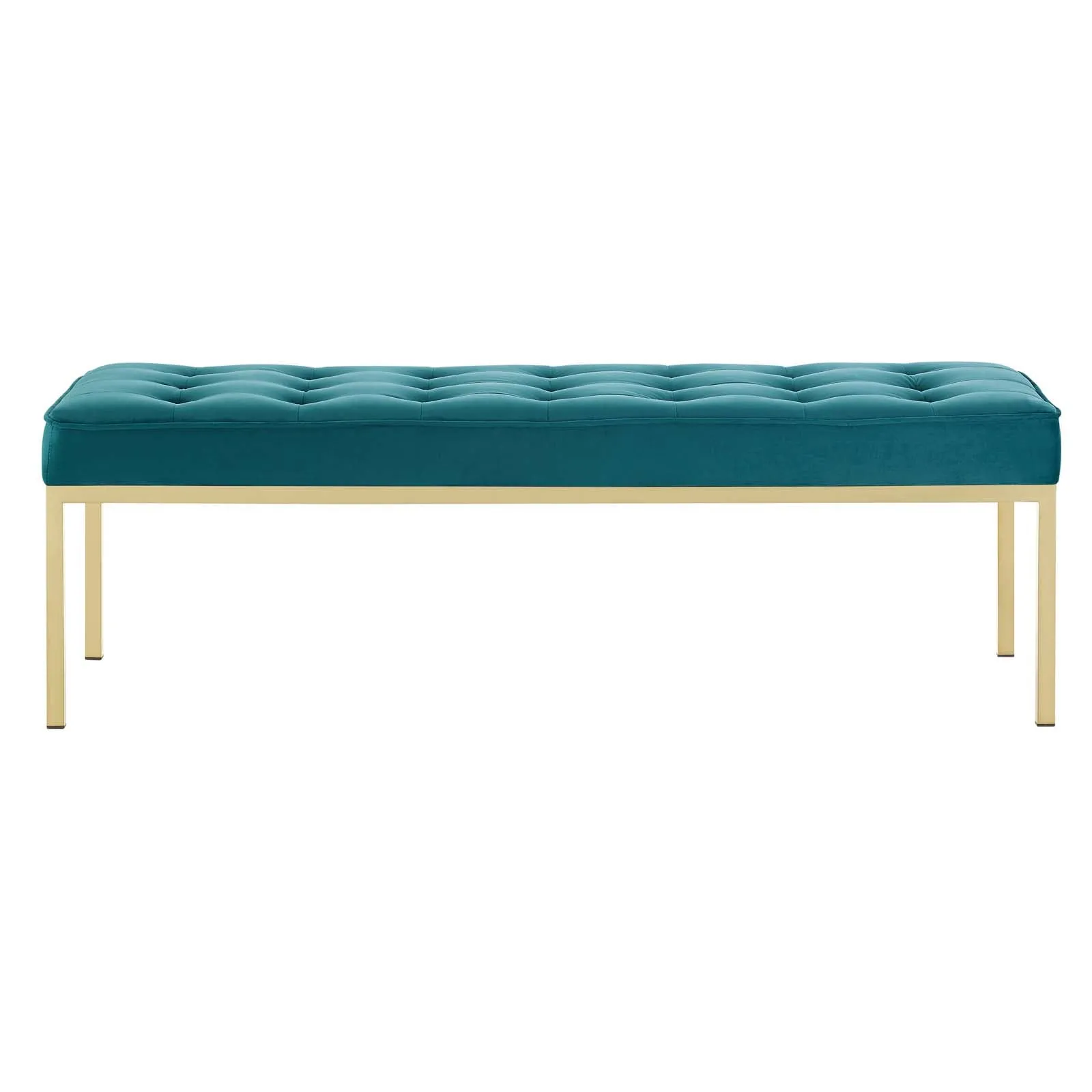 Loft Gold Stainless Steel Leg Large Performance Velvet Bench