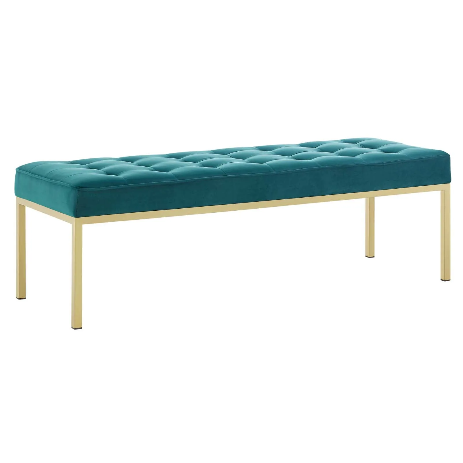 Loft Gold Stainless Steel Leg Large Performance Velvet Bench