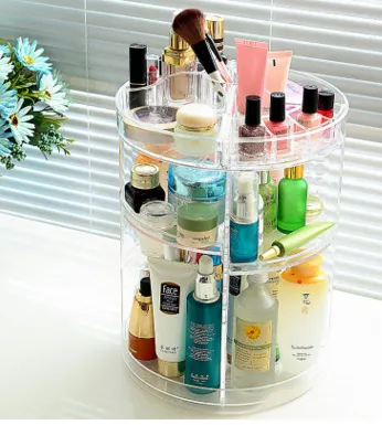 Makeup Organizer 360 Rotating plastic Cosmetics Storage Case Detachable Spinning Makeup Holder Storage