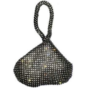 Miss Anne - Diamonte Handbag - Black And Silver- 20210