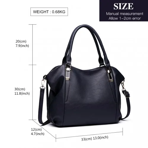 Miss Lulu Soft Leather Elegant Simple Shoulder Bag - Navy | Versatile & Stylish Handbag for Any Occasion