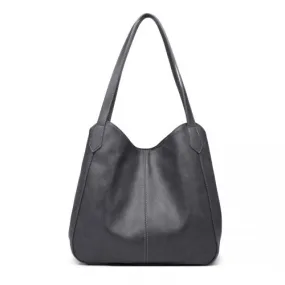 Miss Lulu Soft Leather Tote Shoulder Bag - Grey | Multiple Pockets | Stylish & Functional