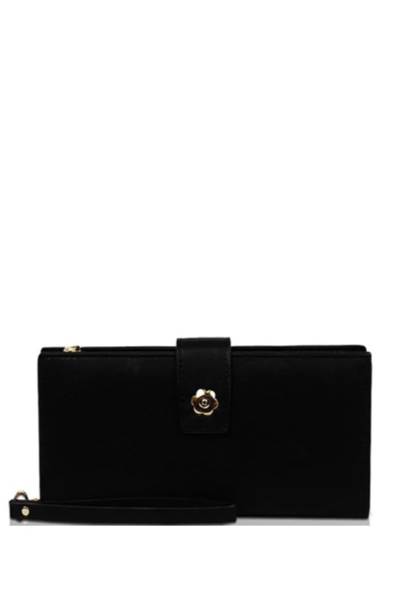 Mono Tone Wallet with Clasp and Button Style 1616