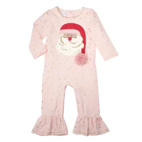 Mudpie Pink Pom Pom Santa Ruffle One Piece