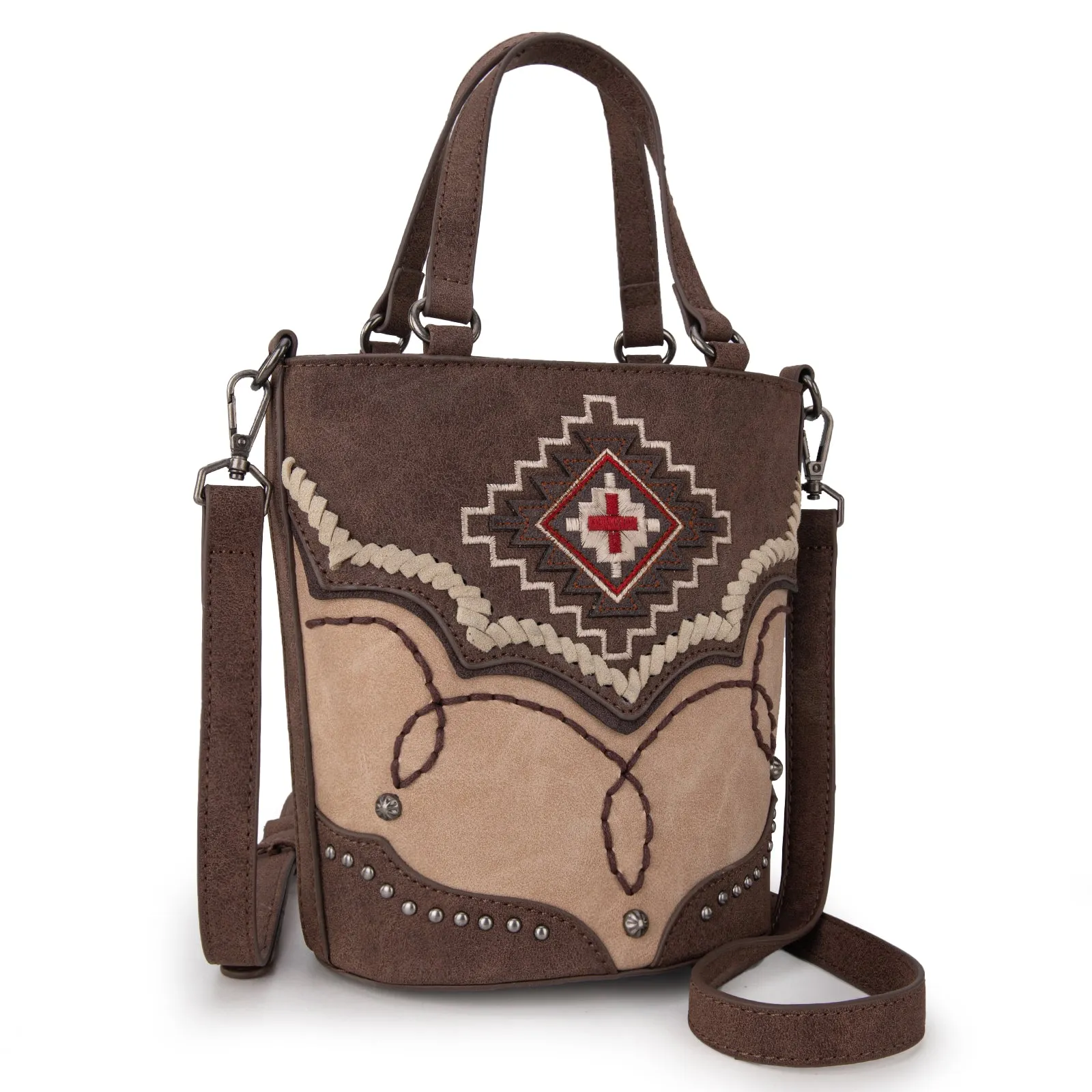 MW1310-8369  Montana West Embroidered Azte Collection Bucket Tote/Crossbody