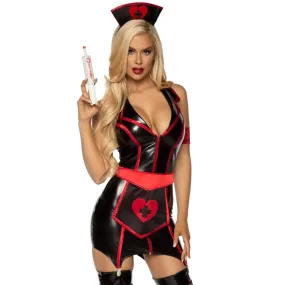 Naughty Nurse Costume - Small - Black/red