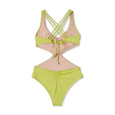 New - Shade & Shore Women's Monokini Strappy Back One Piece Swimsuit