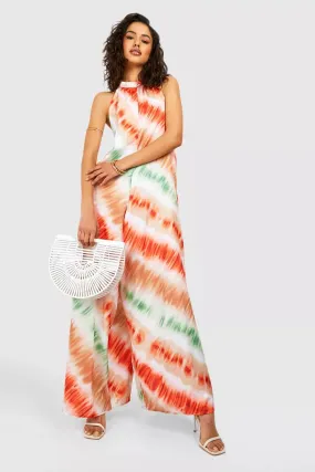 Ombre halterneck extreme wide leg jumpsuit in multi