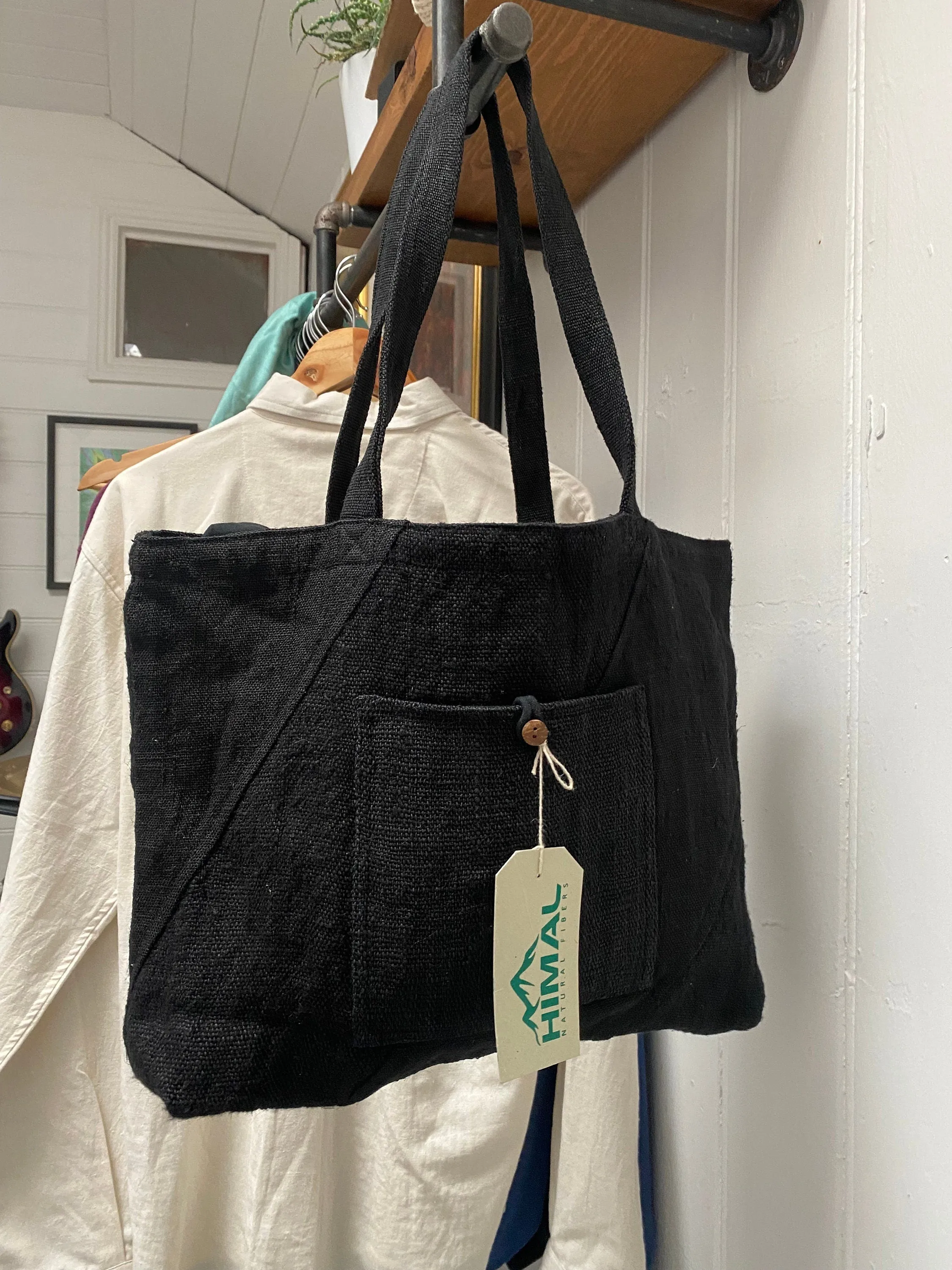 Organic Black Hemp Beach Bag // Ladies natural handbag