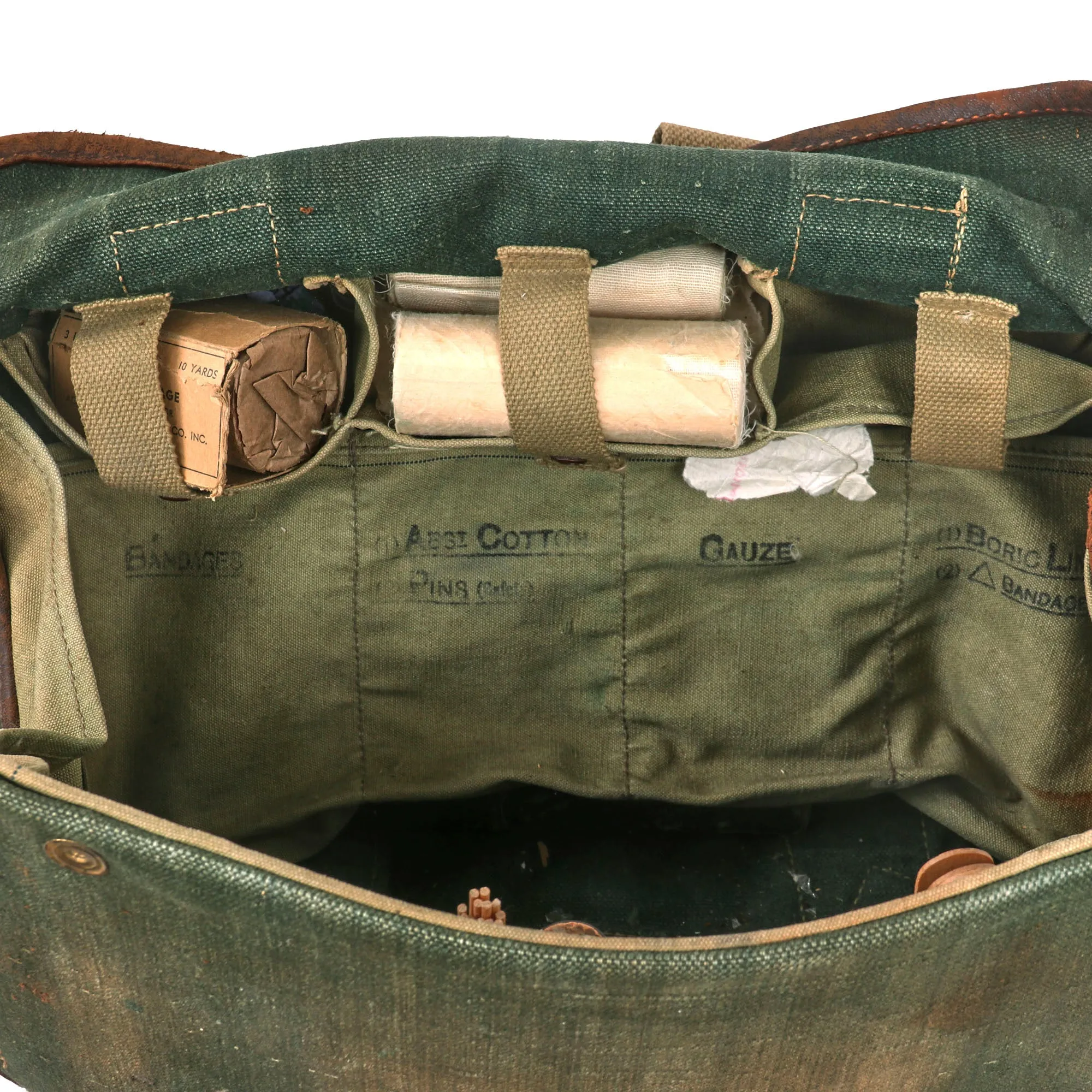 Original British WWII Pattern 1937 Medic / Surgeon Large Medical Bag Filled With Dressings and Instruments