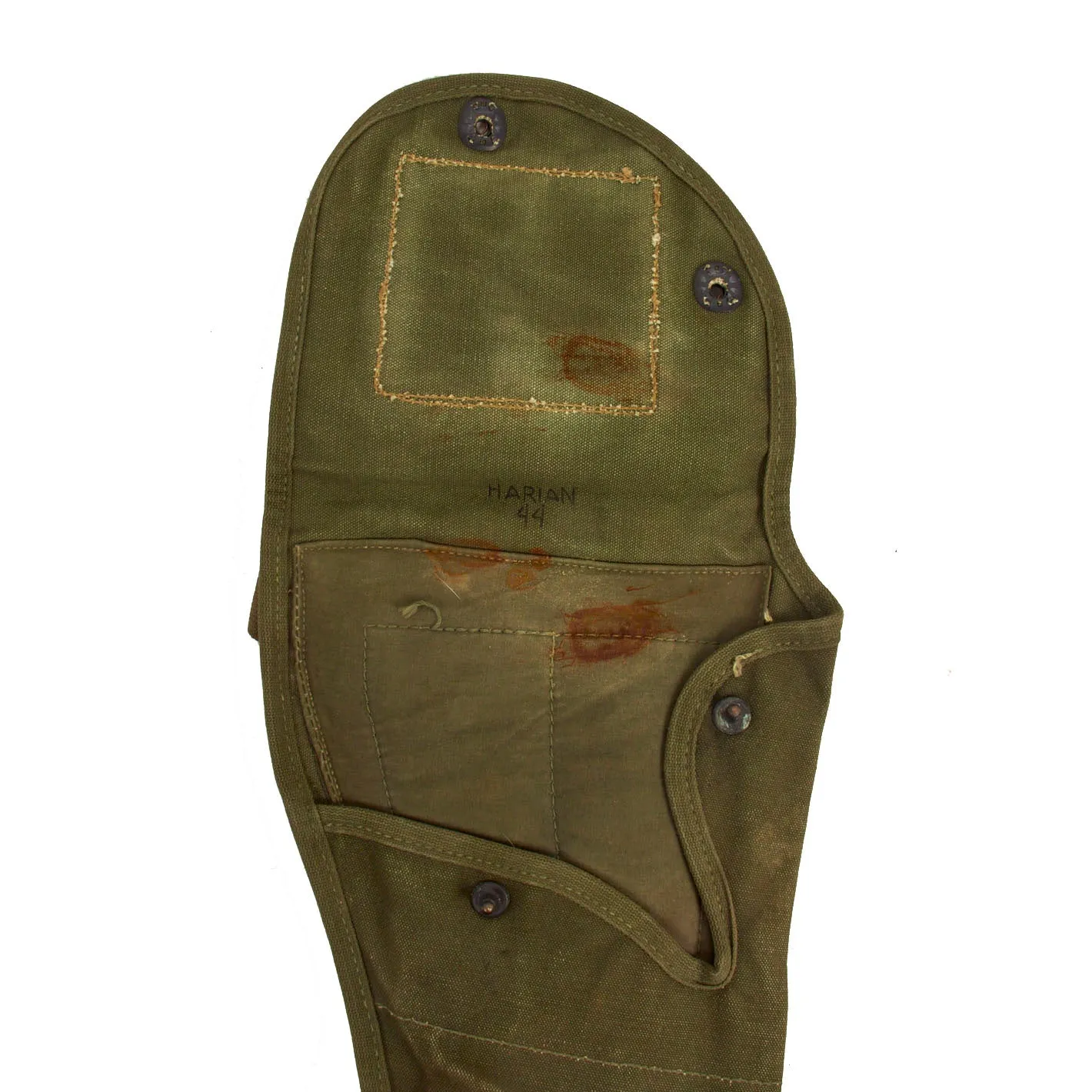 Original U.S. WWII M1A1 Carbine Canvas Paratrooper Jump Case Scabbard by Harian with Rigger Added Mag Pouch - dated 1944