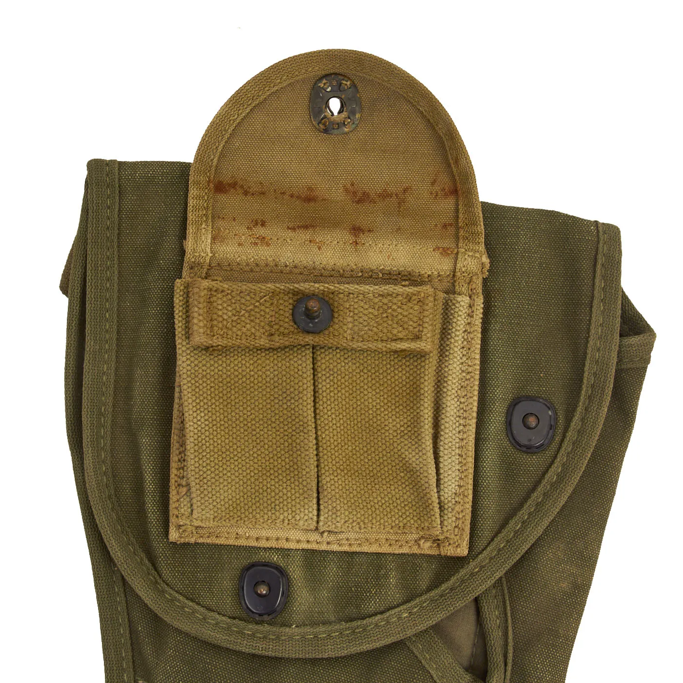 Original U.S. WWII M1A1 Carbine Canvas Paratrooper Jump Case Scabbard by Harian with Rigger Added Mag Pouch - dated 1944