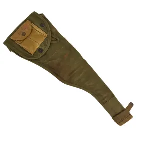 Original U.S. WWII M1A1 Carbine Canvas Paratrooper Jump Case Scabbard by Harian with Rigger Added Mag Pouch - dated 1944