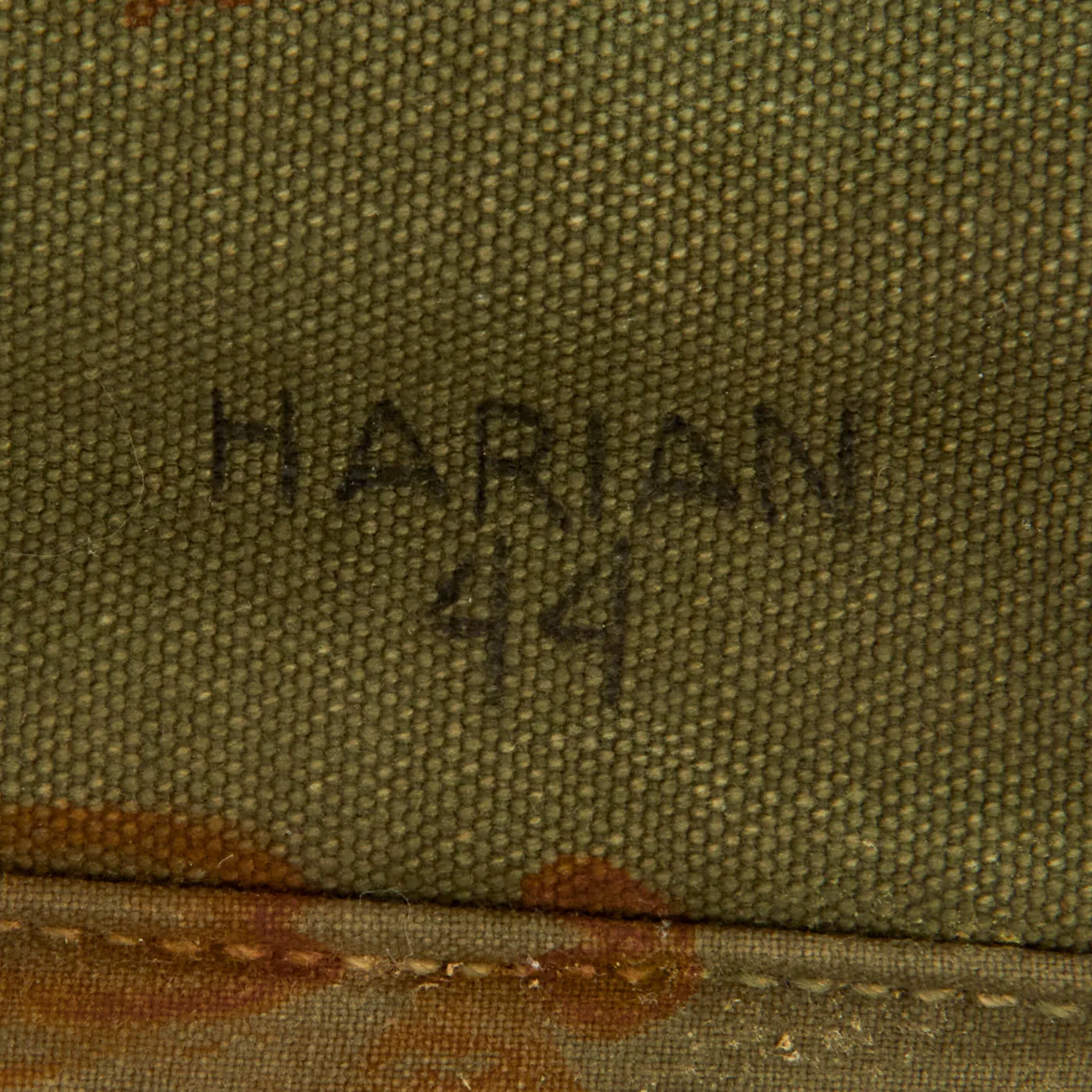 Original U.S. WWII M1A1 Carbine Canvas Paratrooper Jump Case Scabbard by Harian with Rigger Added Mag Pouch - dated 1944